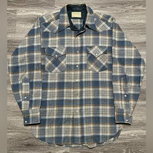Vintage Pendleton 70’s/80’s Peal Snap Wool Plaid Flannel sz M